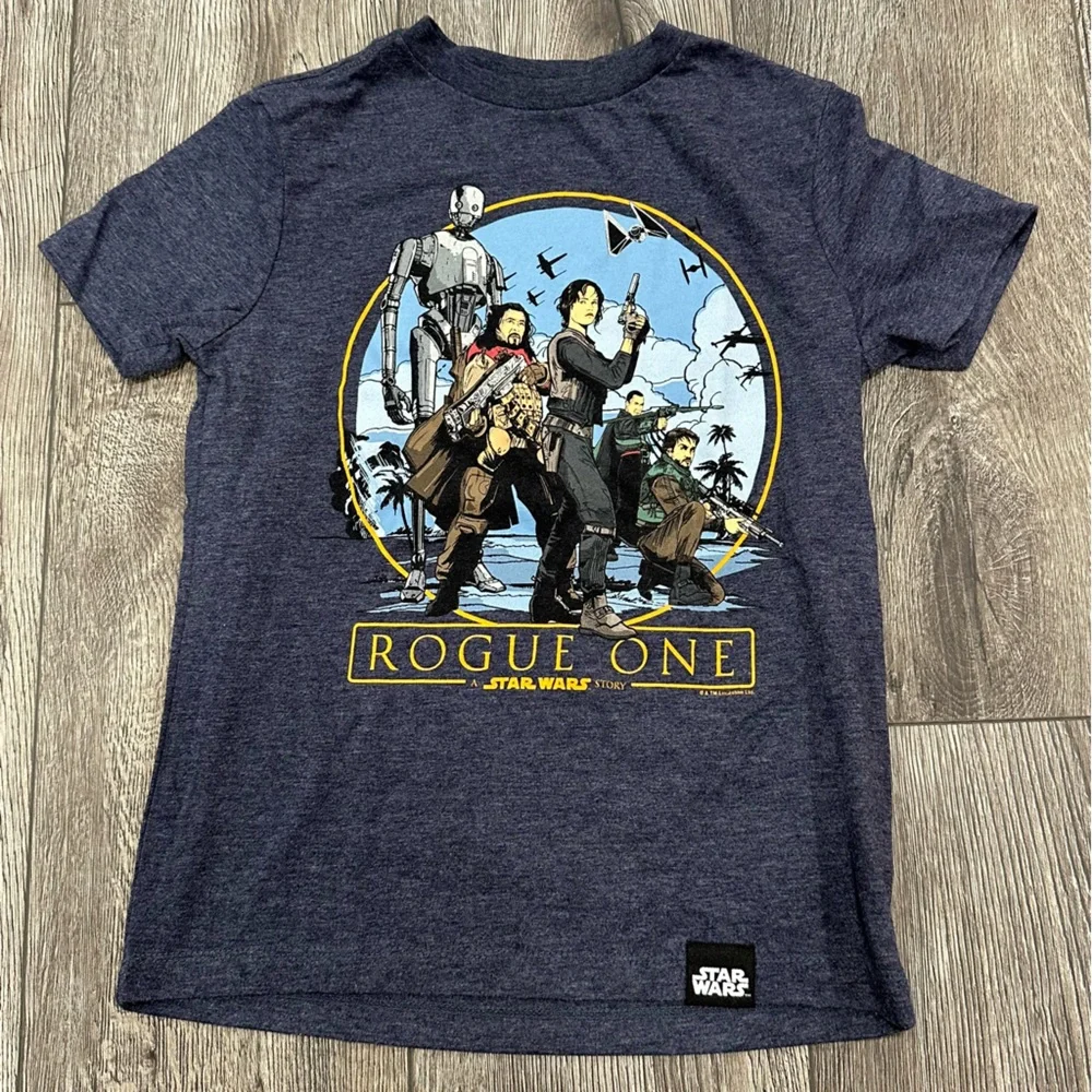 Old Navy Star Wars Rogue One Collectabilitees Blue Kids Tee, Size S (6/7)